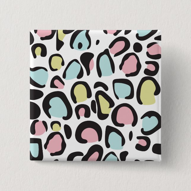 1980s Animal print pattern Button (Front)