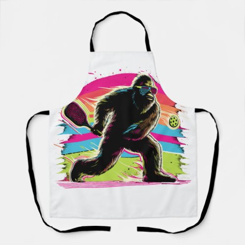 1980s Bigfoot Sasquatch Playing Pickleball  1 Apron