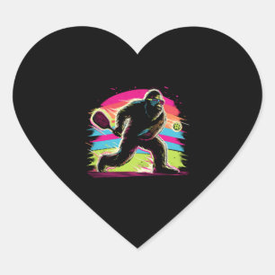 1980s Bigfoot Sasquatch Playing Pickleball 1 Heart Sticker
