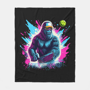 1980s Bigfoot Sasquatch Playing Pickleball  2 Fleece Blanket