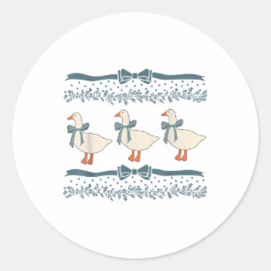 1980s Blue Ribbon Goose With Hearts Classic Round Sticker