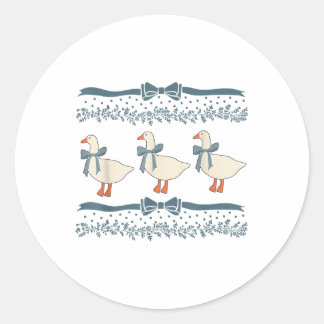 1980s Blue Ribbon Goose With Hearts  Classic Round Sticker
