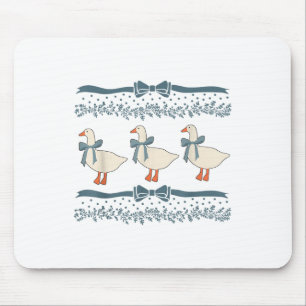 1980s Blue Ribbon Goose With Hearts Mouse Pad