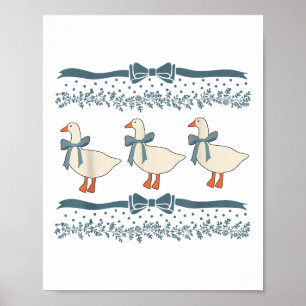 1980s Blue Ribbon Goose With Hearts Poster