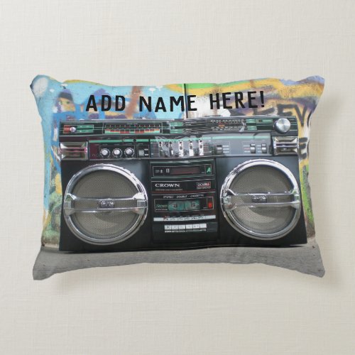 1980s Boombox Stereo Cassette Eighties Edit Name Accent Pillow