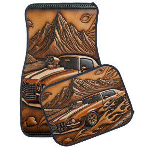 1980s Car on Dreamy Roads Car Floor Mat