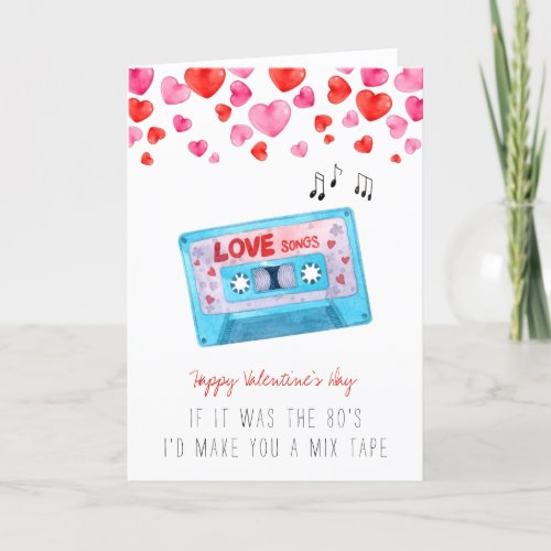 1980s Cassette Tape Retro  Valentines Day Love  Holiday Card