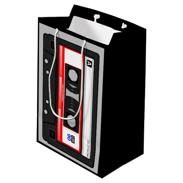 1980s CLASSIC AUDIO CASSETTE TAPE  Medium Gift Bag (Back Angled)