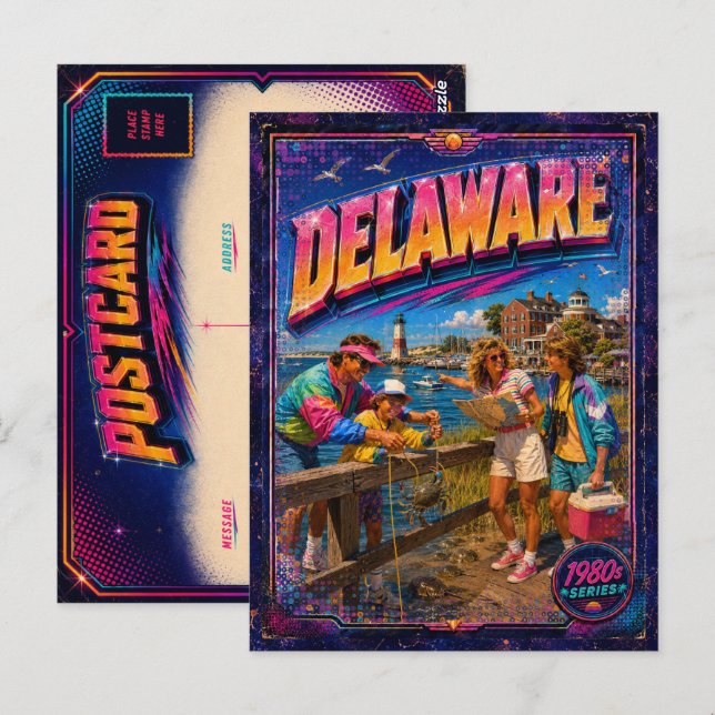 1980s Delaware Postcard 80s Retro (Front/Back)