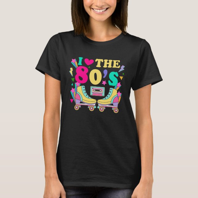 1980s Fashion Heart 80s Theme Party Outfit Ninetie T-Shirt (Front)