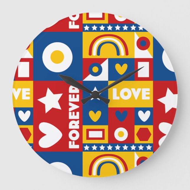 1980s Forever Love Pop Art Design Clock (Front)