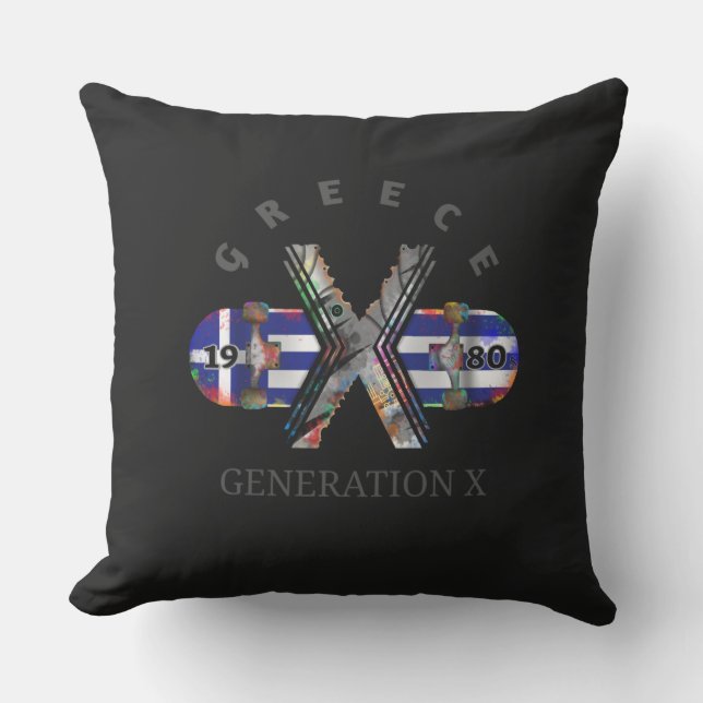 1980's Generation X Greece Skateboard Outdoor Pillow (Front)