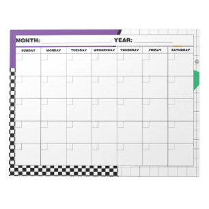 1980s Geometric Blank Calendar Notepad