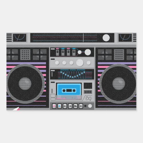 1980s ghetto blaster boombox rectangular sticker