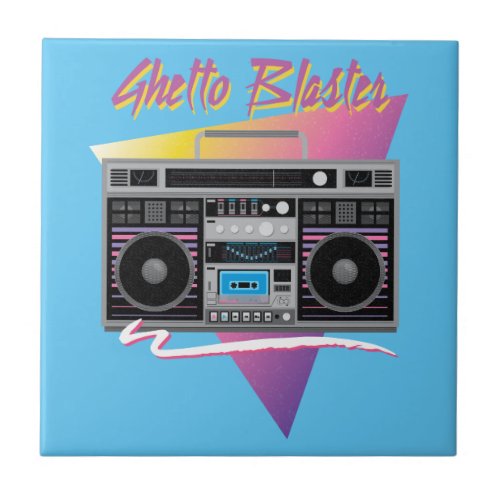 1980s ghetto blaster boombox tile
