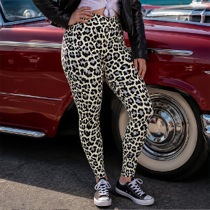 1980s Inspired Snow Leopard Print Punk Retro Leggings