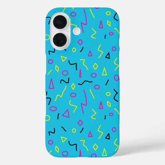 1980s Memphis Style Bright Blue Pink Yellow Retro Case-Mate iPhone Case (Back)
