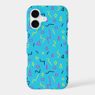 1980s Memphis Style Bright Blue Pink Yellow Retro iPhone 17 Case