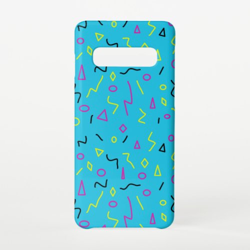 1980s Memphis Style Bright Blue Pink Yellow Retro Samsung Galaxy S10 Case