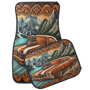 1980s Muscle Car in The Mountains Floor Mat