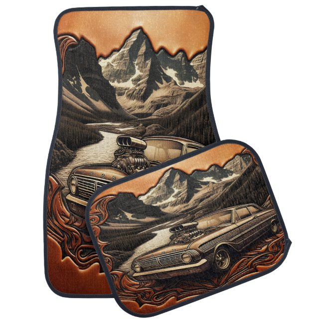 1980s Muscle Car Scenic Drive  Car Floor Mat (Set)