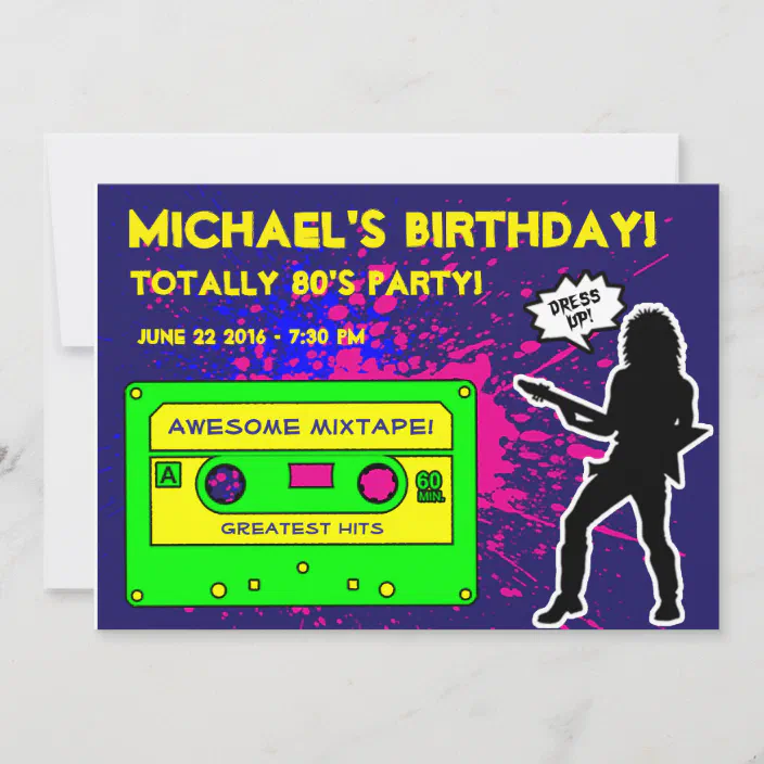 1980's Party Invitation, Birthday 80's Invitation | Zazzle.com