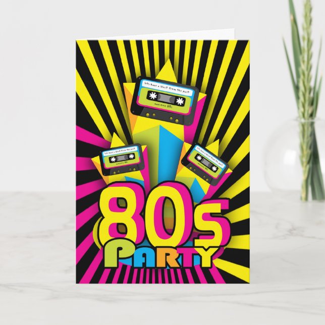 1980s Party Invitation Card With 80 color with cas (Front)