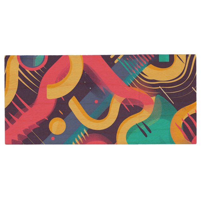 1980's pattern iPhone / iPad case Wood Flash Drive (Front)