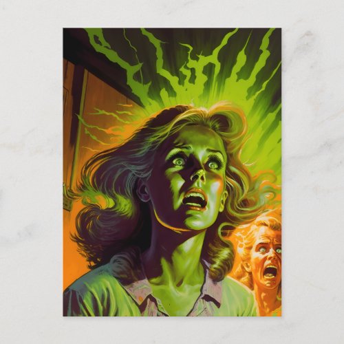 1980s Pulp Horror Comic Cover Artwork Retro Postcard