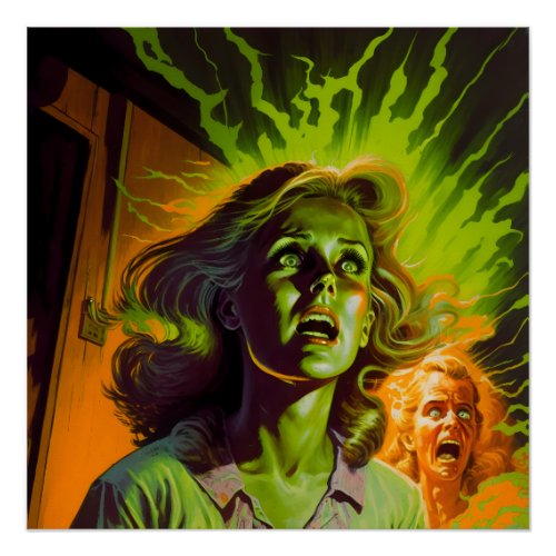 1980s Pulp Horror Comic Cover Artwork Retro Poster
