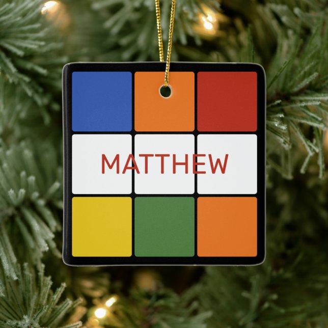 1980s Puzzle Cube Game Toy Personalized Ceramic Ornament (Tree)