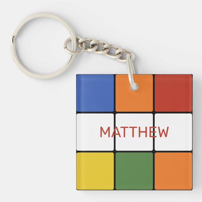 1980s Puzzle Cube Game Toy Personalized Keychain (Front)