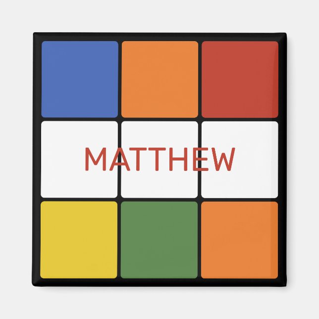 1980s Puzzle Cube Game Toy Personalized Magnet (Front)