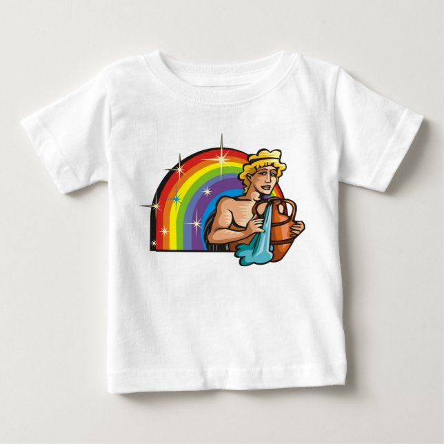 1980s Rainbow with Aquarius Man with Water Vase Baby T-Shirt (Front)