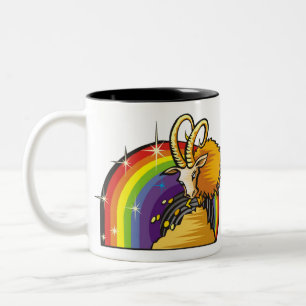 1980s Rainbow with Capricorn Goat Two-Tone Coffee Mug