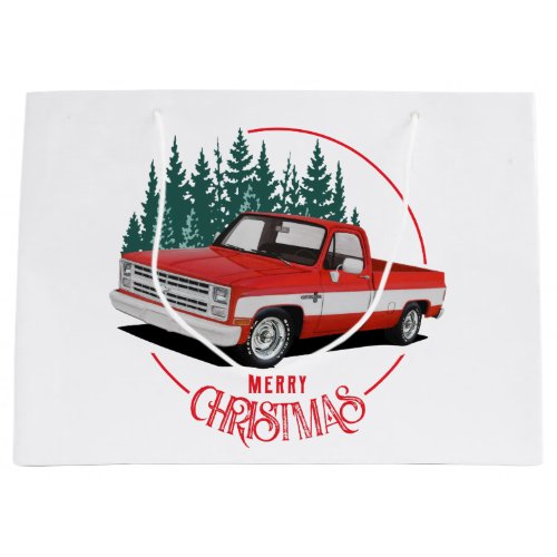 1980s Red Holiday Truck Large Gift Bag