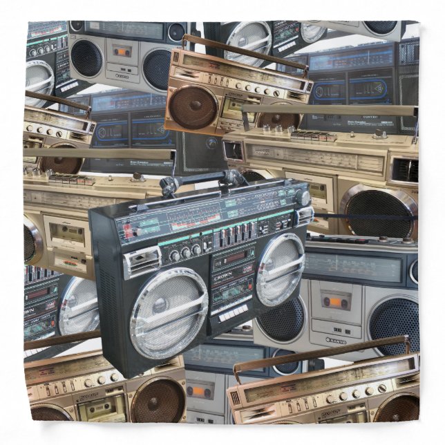1980s Retro Boombox Boom Box Stereo Bandana (Front)
