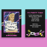 1980's Retro Style Photo Party Announcement<br><div class="desc">Vintage Retro Cool 1980’s themed photo template invitation. Customize this awesome invitation with your own totally excellent photo. Do you have the perfect photograph from those wild and crazy times in the 80’s? Did you have really big hair, a perm, or a mullet? It’s easy to upload. Your friends will...</div>