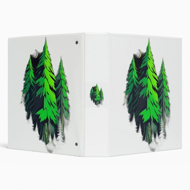 1980s Sci-Fi Geometric Forest 3 Ring Binder (Background)