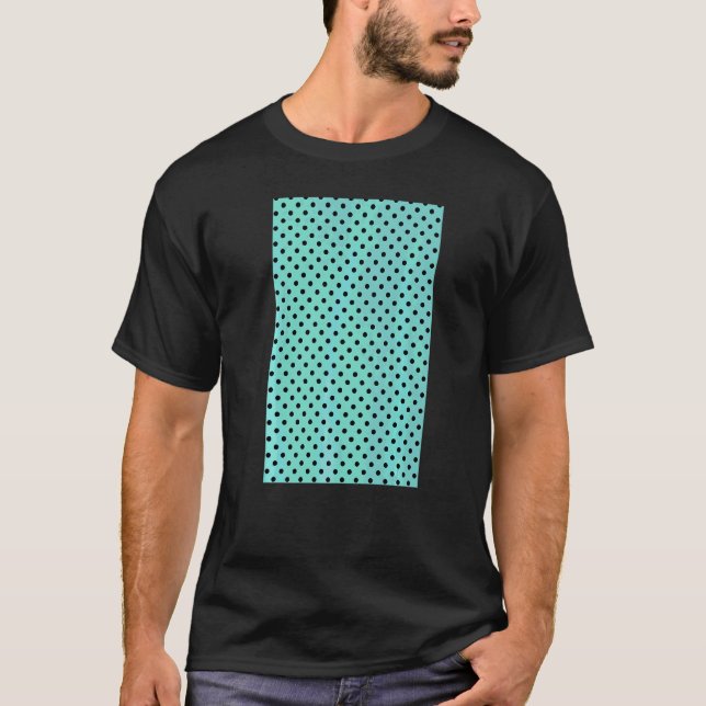 1980's Small Polkadot Geometric Pattern Aqua And B T-Shirt (Front)