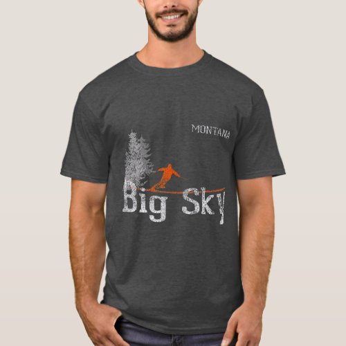 1980s Style Big Sky Montana Vintage Skiing T_Shirt