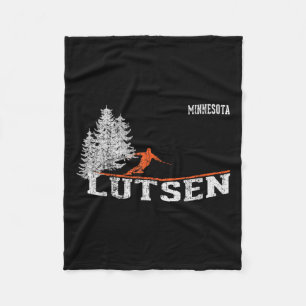 1980s Style Lutsen Mn Vintage Skiing  Fleece Blanket