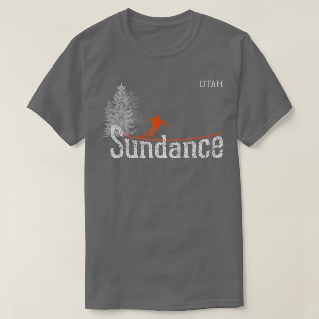 1980s Style Sundance Utah Vintage Skiing  T-Shirt (Design Front)