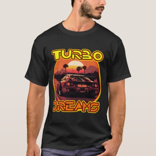 1980s Turbo Dreams F40 Sports Car Driving Sunset  T_Shirt