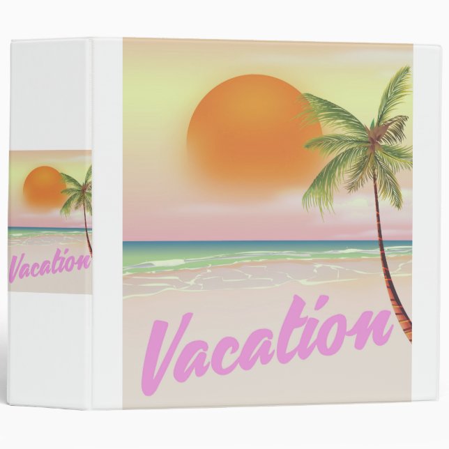 1980s vintage Vacation beach poster 3 Ring Binder (Front/Spine)