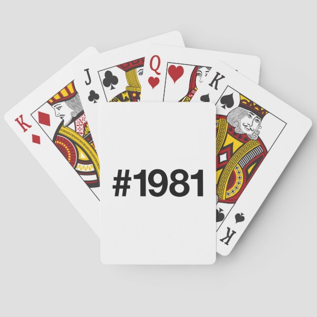1981 Hashtag 45th birthday 45 years Poker Cards (Back)