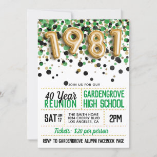 1981 High School College Reunion Invitation