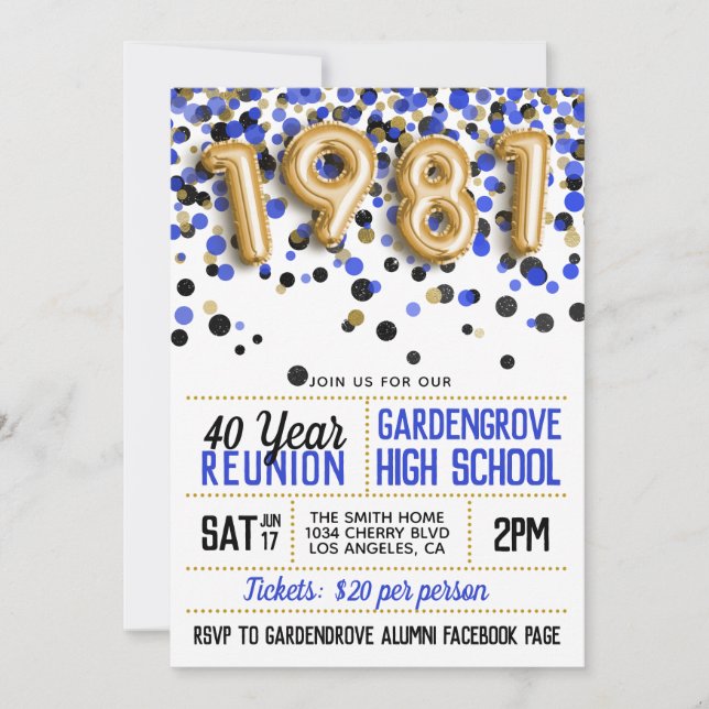 1981 High School College Reunion Invitation (Front)