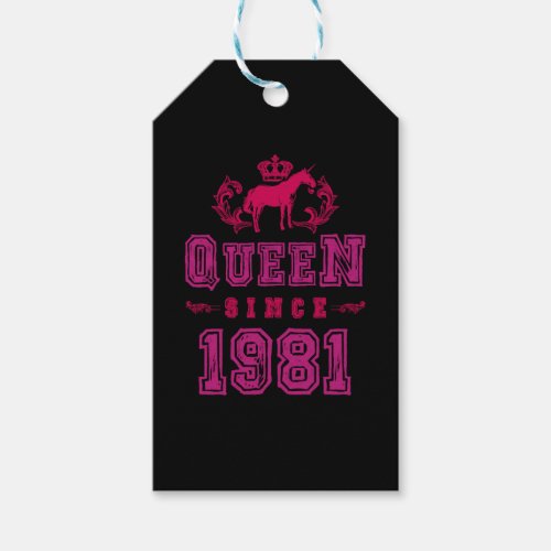 1981 Queen Unicorn Gift Tags