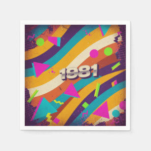 1981 - Retro Vintage 80s Neon Geometric - Napkins